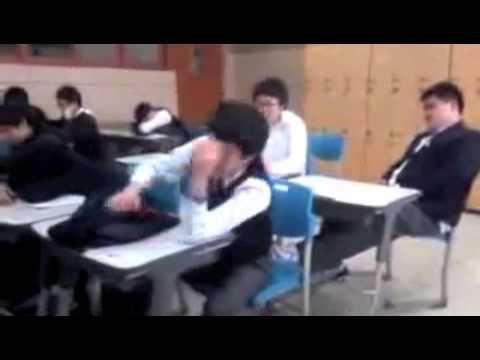 Hilarious In Class Bully hits sleeping Classmate then fat kid get drop kicked