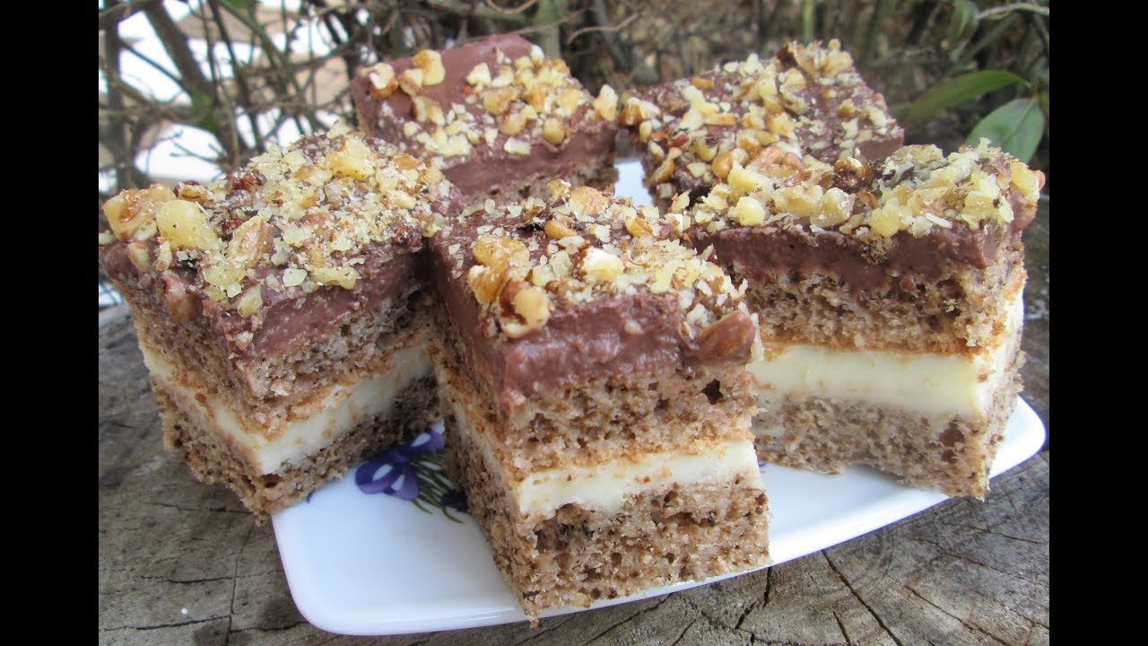Ciasto orzechowo budyniowe-bardzo łatwe, pyszne, kremowe
