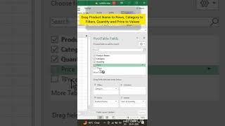 How to create a Pivot Table. #excel #excellearn #exceltips #youtubeshorts #shorts