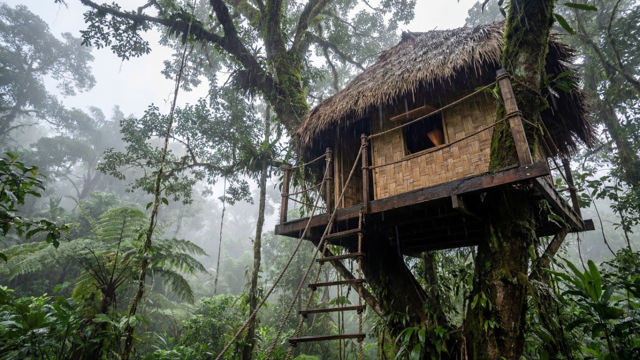 Building a Treehouse in the Jungle (ASMR Survival Build) | Ultra Realistic 4K $500