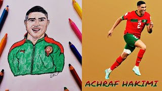 أشرف حكيمي - المغرب - رسم وتلوين Achraf Hakimi -Morocco Drawing and Coloring