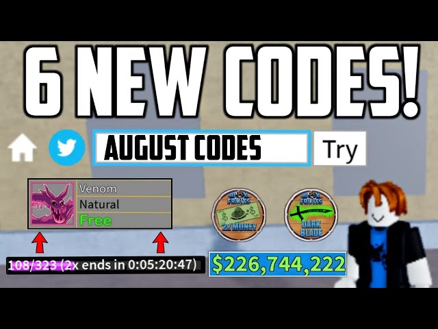 ✨AUGUST✨BLOX FRUITS CODES - BLOX FRUITS CODES 2023 - CODE BLOX FRUITS -  CODIGOS DE BLOX FRUITS 