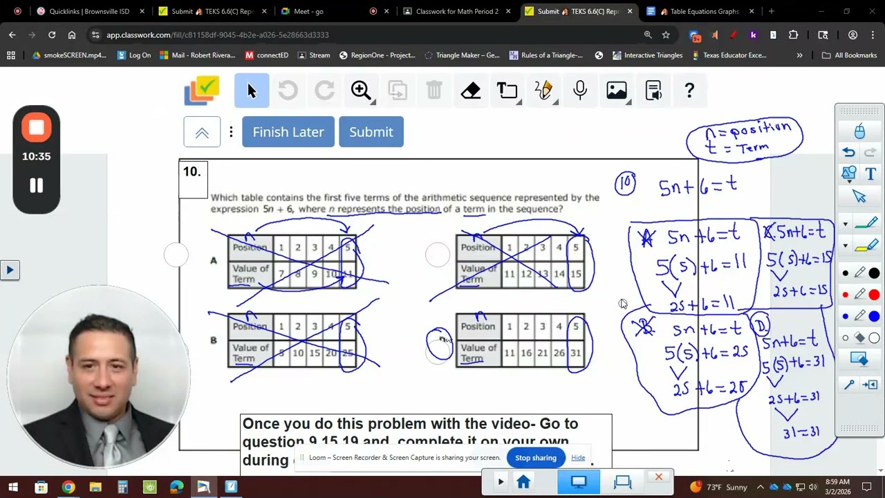 🐴 Table Equations Graphs March 2, 2026(Questions 9,10,15,19)