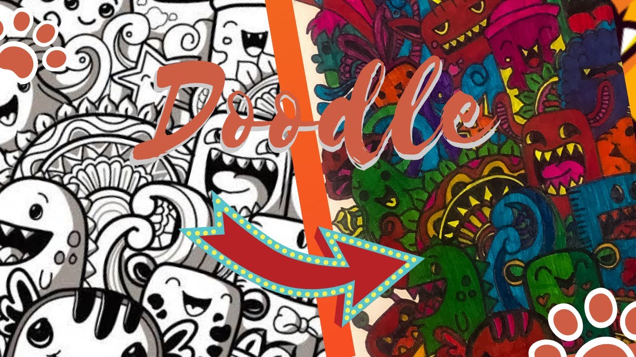 Doodle Art || Monster Cute Faces Expressions - YouTube