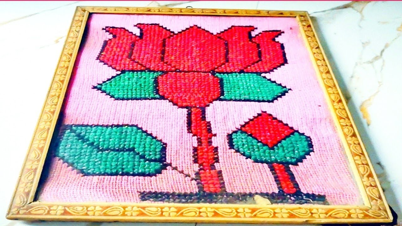 Cross stitch lotus flower patterns /Dusutti ka kamal ka phool designs