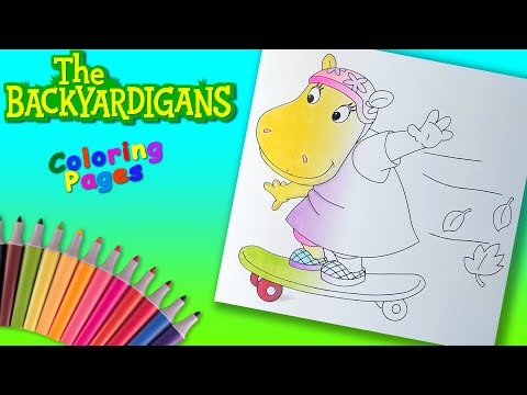The Hippo Tasha rides a skateboard Colouring. The Backyardigans Coloring Book For Children by Awesome Coloring Pages