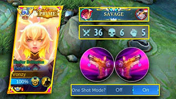 36KILL!! GAMEPLAY TOP GLOBAL BEATRIX AUTO SAVAGE😱 BEATRIX MACHINE GUN DAMAGE HACK BUILD🔥 - MLBB