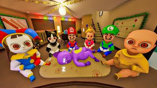 HELP SAVE Catnap Baby in The Baby In Yellow! Funny Moments With Mario, Luigi, Cat Baby!
