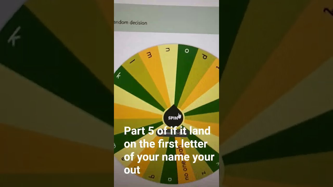 Part 5 Of If It Land On The First Letter Your Name Out