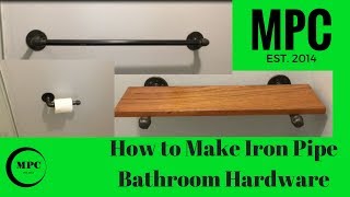 How to Make Iron Pipe Bathroom Hardware In this video I make some bathroom hardware out of black pipe. I make a towel rack, toilet paper holder and a small shelf. When