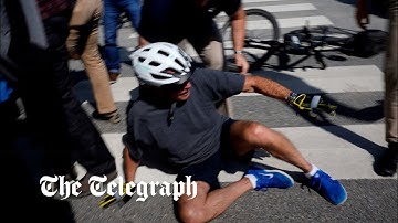 Joe Biden falls off bike while cycling in Delaware