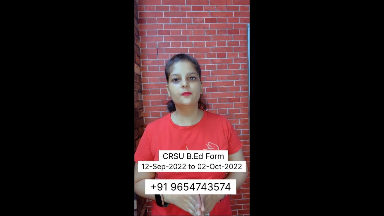 Crsu B.Ed Admission 2023 Online Form | Crsu Admission start | Last Date