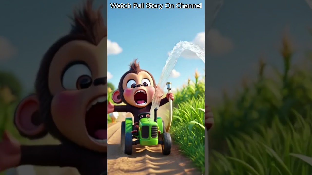 Funny monkey takes care of the farm  