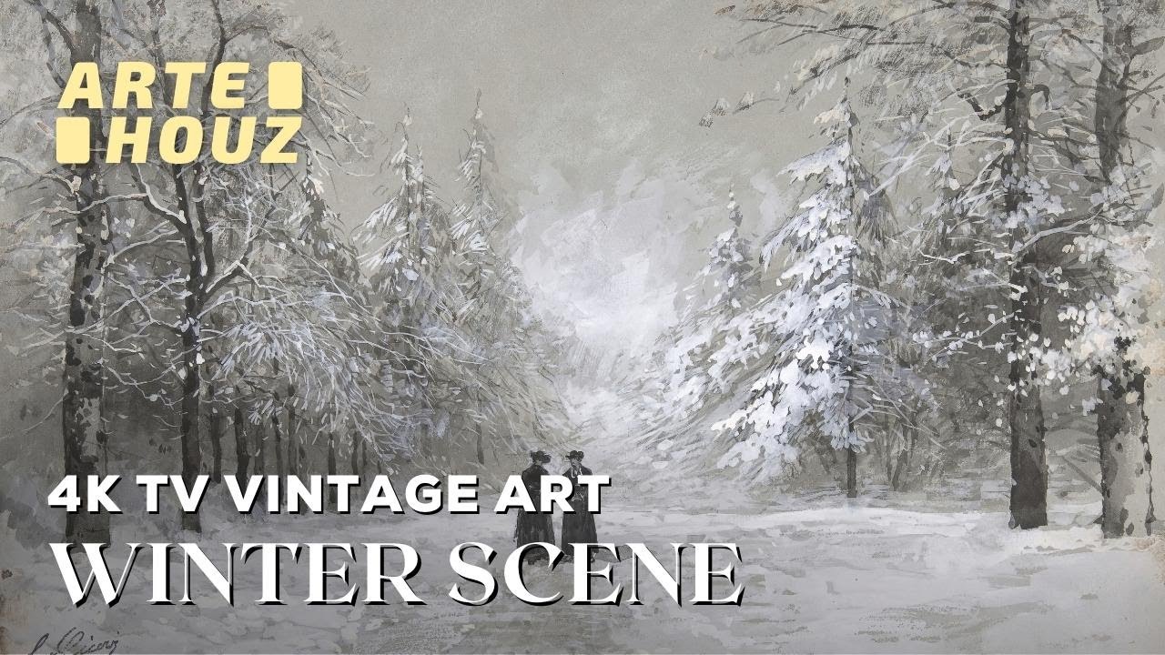 Winter Scene | Vintage Art TV Screensaver | 1 hour 4K HD Painting Slideshow | Turn your TV into art
