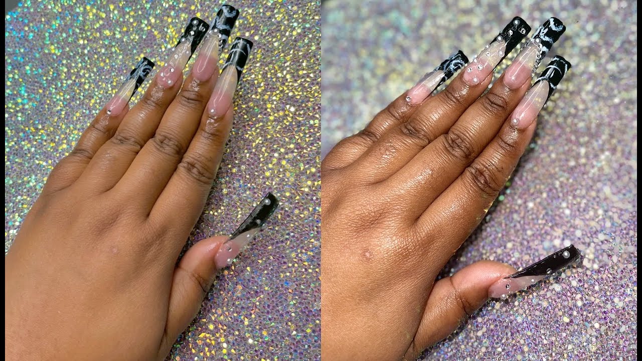 Black Polygel Nails 🖤 (Rockstar Nails) YouTube