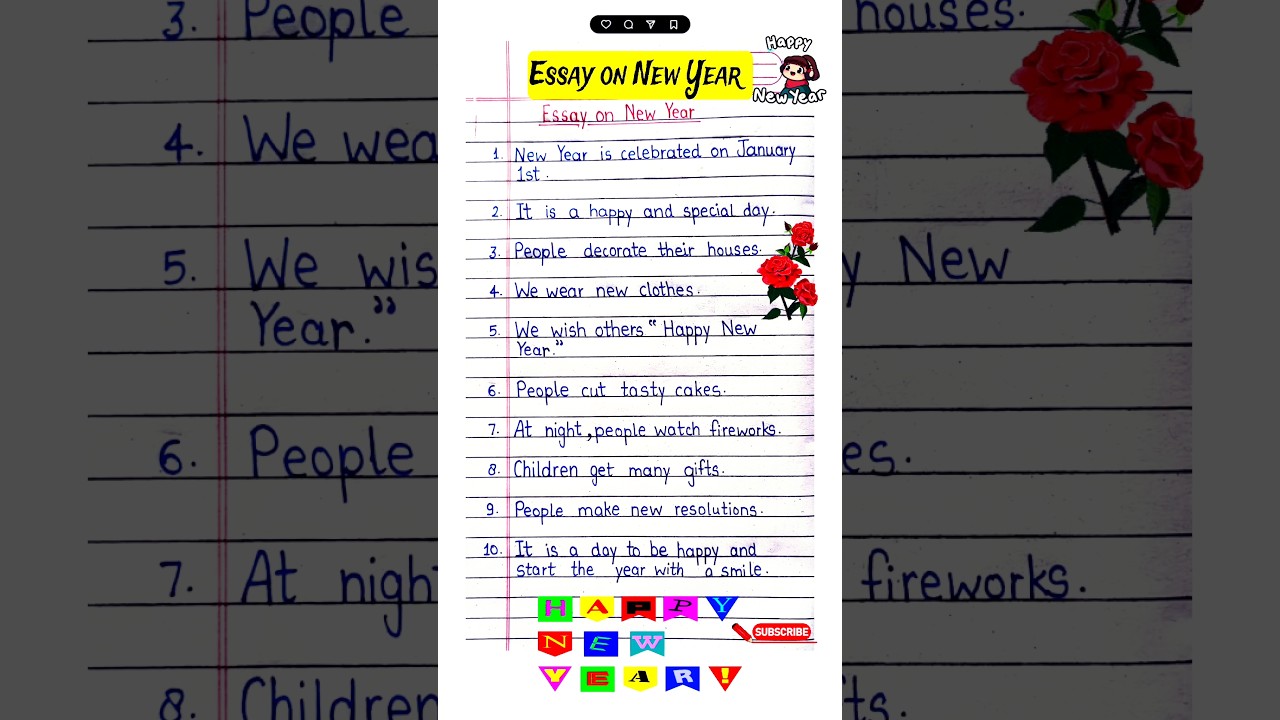 essay on new year in english 🎉/ 10 lines essay on new year/speech on happy new year 10 lines 