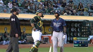 TB@OAK: Beckham gets ejected in the 4th inning