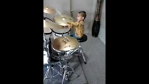 Drummer kid Isaias Mora