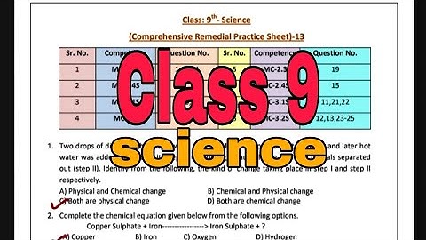 Solved Science Practice Sheet-13/English Class-9/Competency Enhancement plan/PSEB/@PSEBEDUCATE
