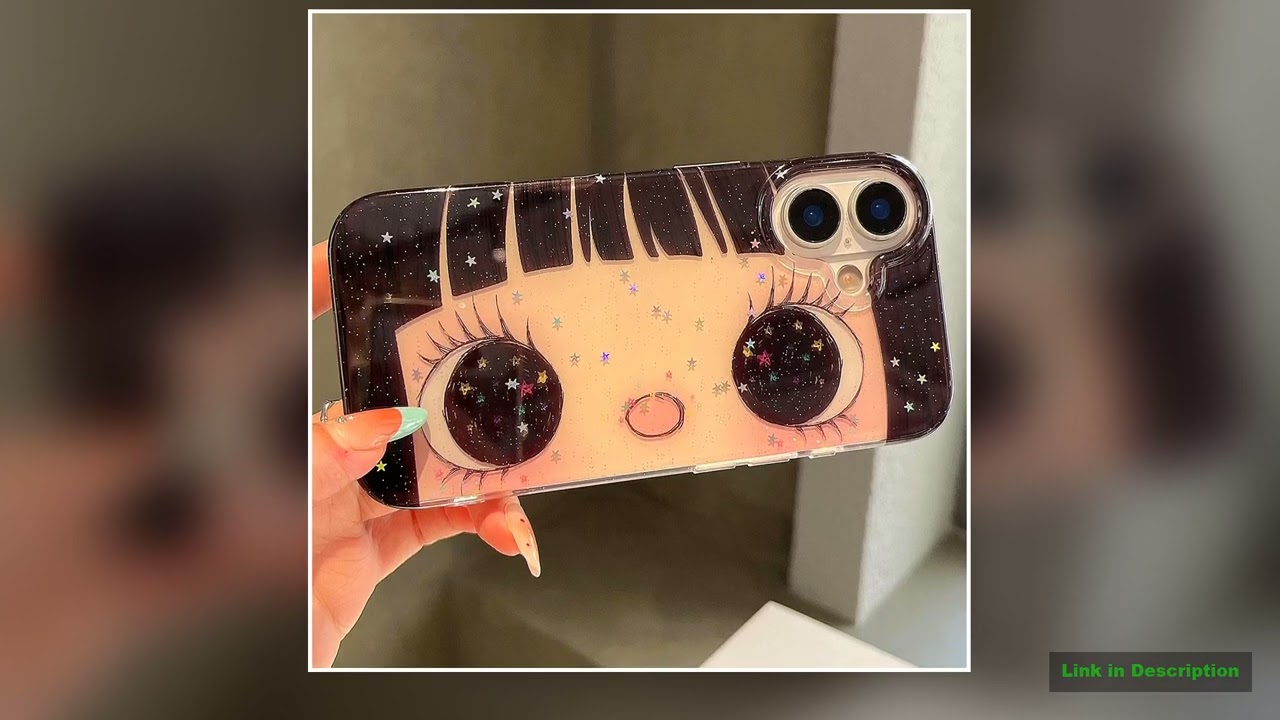 Cartoon Anime Shinning Eyes Cute Phone Case for IPhone 17 16 15 14 13 Pro Max Girl Glittering Big