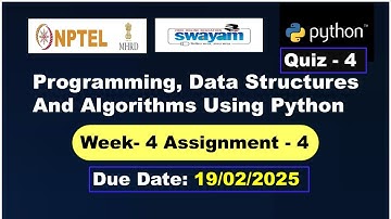 Programming Data Structures And Algorithms Using Python week 4 nptel Quiz answers DSA 2025