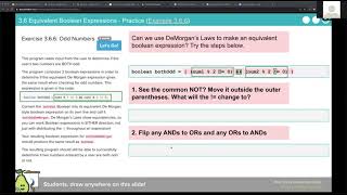 AP CSA 3.6 Equivalent Boolean Expressions - Practice Net Worth