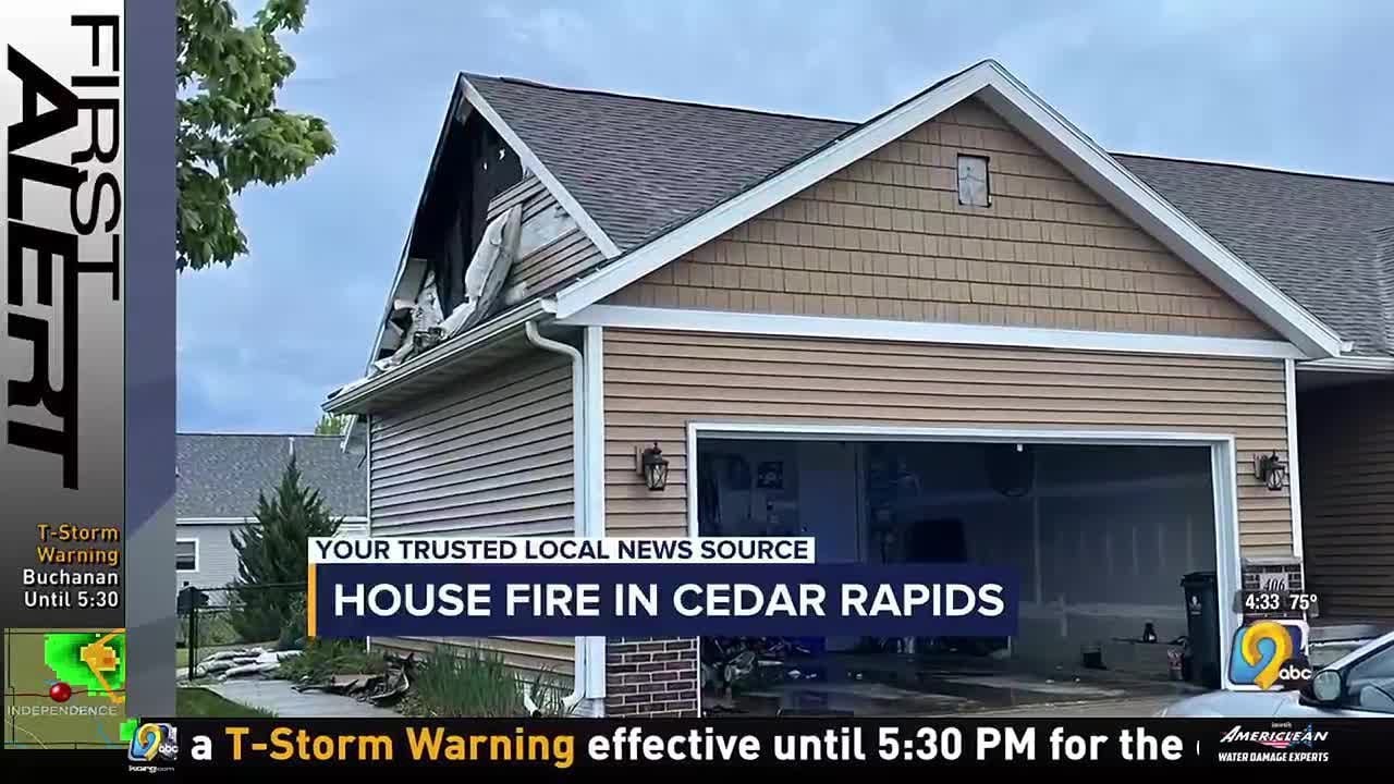 Family displaced after lightning strike damages Cedar Rapids home - YouTube
