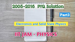 IIT -JAM Physics 2005-2016| Electronics and Solid State Physics PYQ Solution | Part3