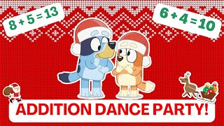 Bluey Christmas Addition Dance Party! Math Movement Learning Activity for Kids!