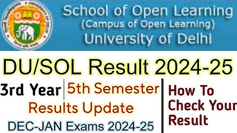 DU SOL 5th Semester Result Declared | Nov-Dec Exam 2024 Result declared | how to check Result 2025