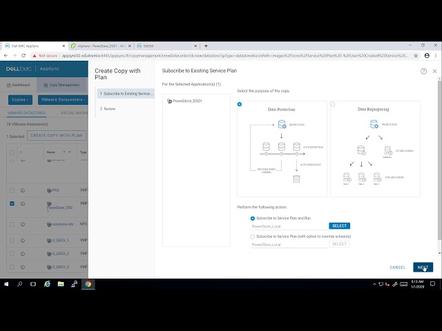 Protecting VMs with Dell EMC AppSync and PoweStore