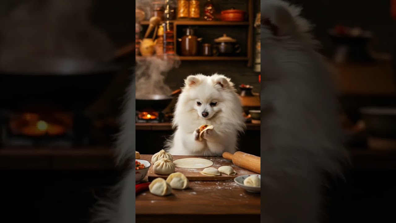 It looks so delicious, Doggy! May I have a taste, please?" 