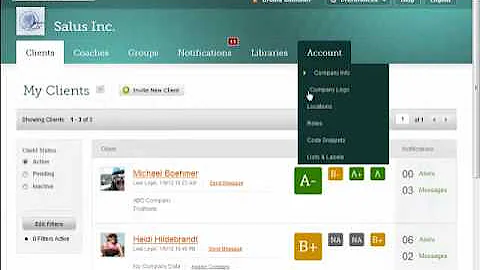 Client Main Page Navigation
