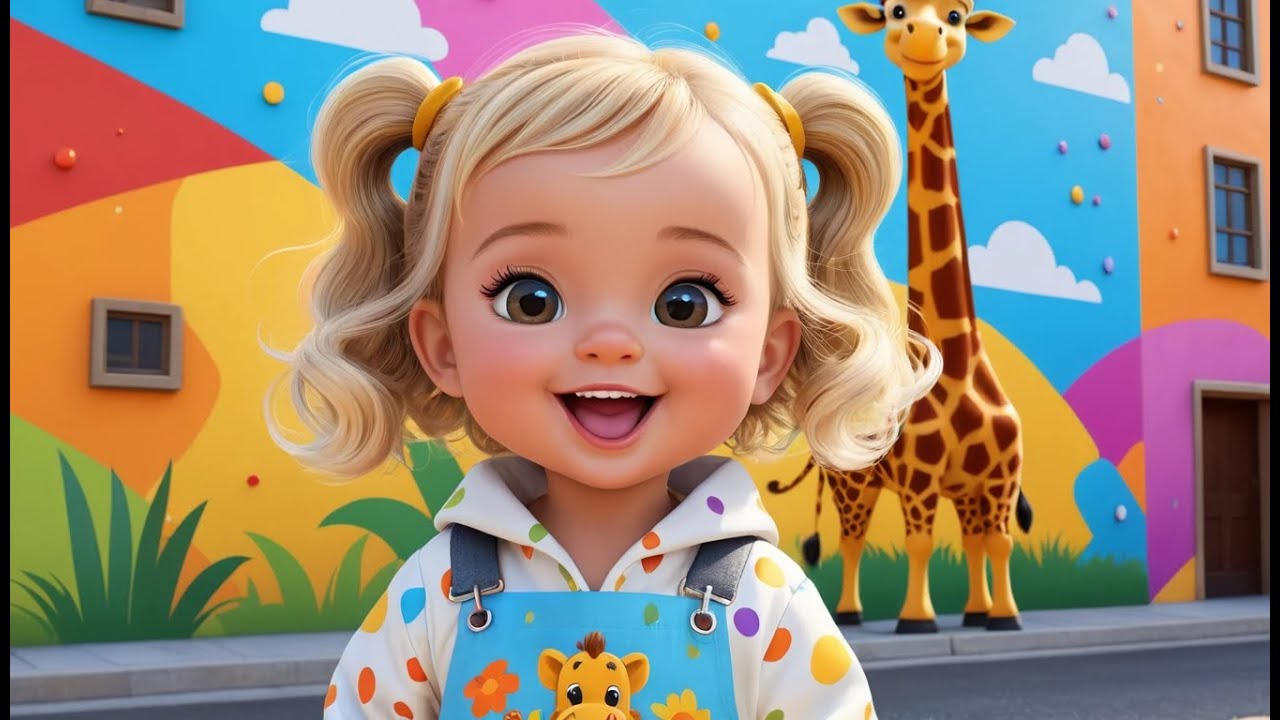 Painter Giraffe Colors Walls in Rainbow Town | Creative Rhyme for Kids | Fun Learning About Colors