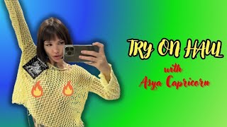 4k Try on Haul with Asya Capricorn: See Through Knitted Sweater and Transparent Top