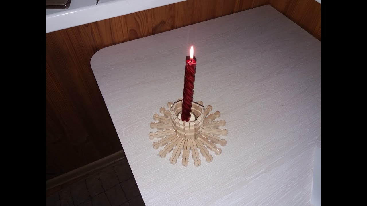 Handmade of clothespins. How to make a beautiful candle out of