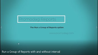 The Run a Group of Reports options of Promodag Reports