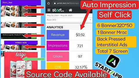 Startapp auto impression app 🤑|| Startapp self click app 2021 || Source Code Available ||