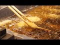 KUSHIAGE | Deep fried skewers of meat vegetables seafood | Japanese Street Food | Osaka Japan