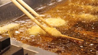 KUSHIAGE | Deep fried skewers of meat vegetables seafood | Japanese Street Food | Osaka Japan