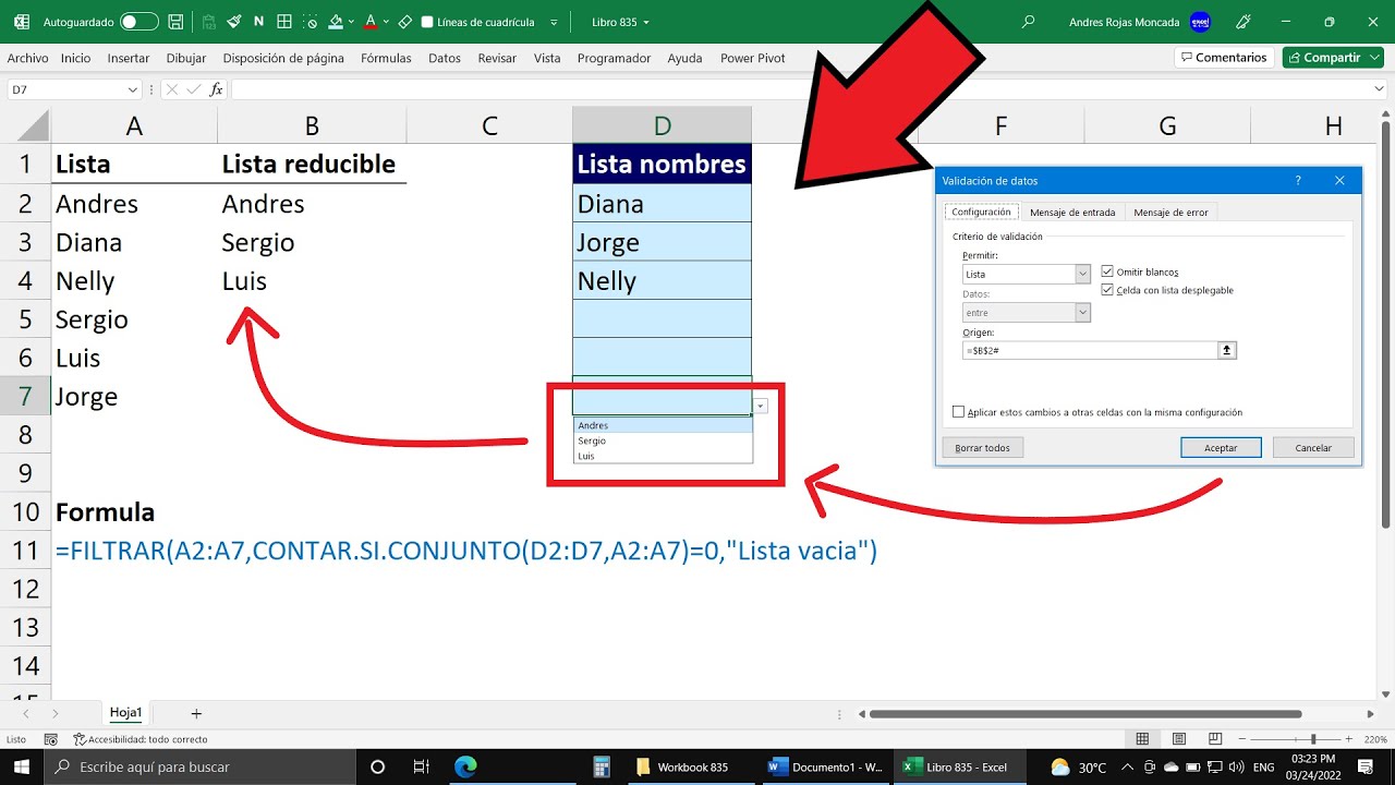 c-mo-crear-listas-desplegables-con-tems-descartables-en-excel-youtube