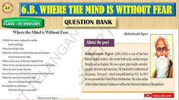 CLASS -9. ENGLISH//6.B.WHERE THE MIND IS WITHOUT FEAR POEM// QUESTION AND ANSWERS