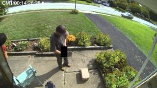 UPS worker throws package