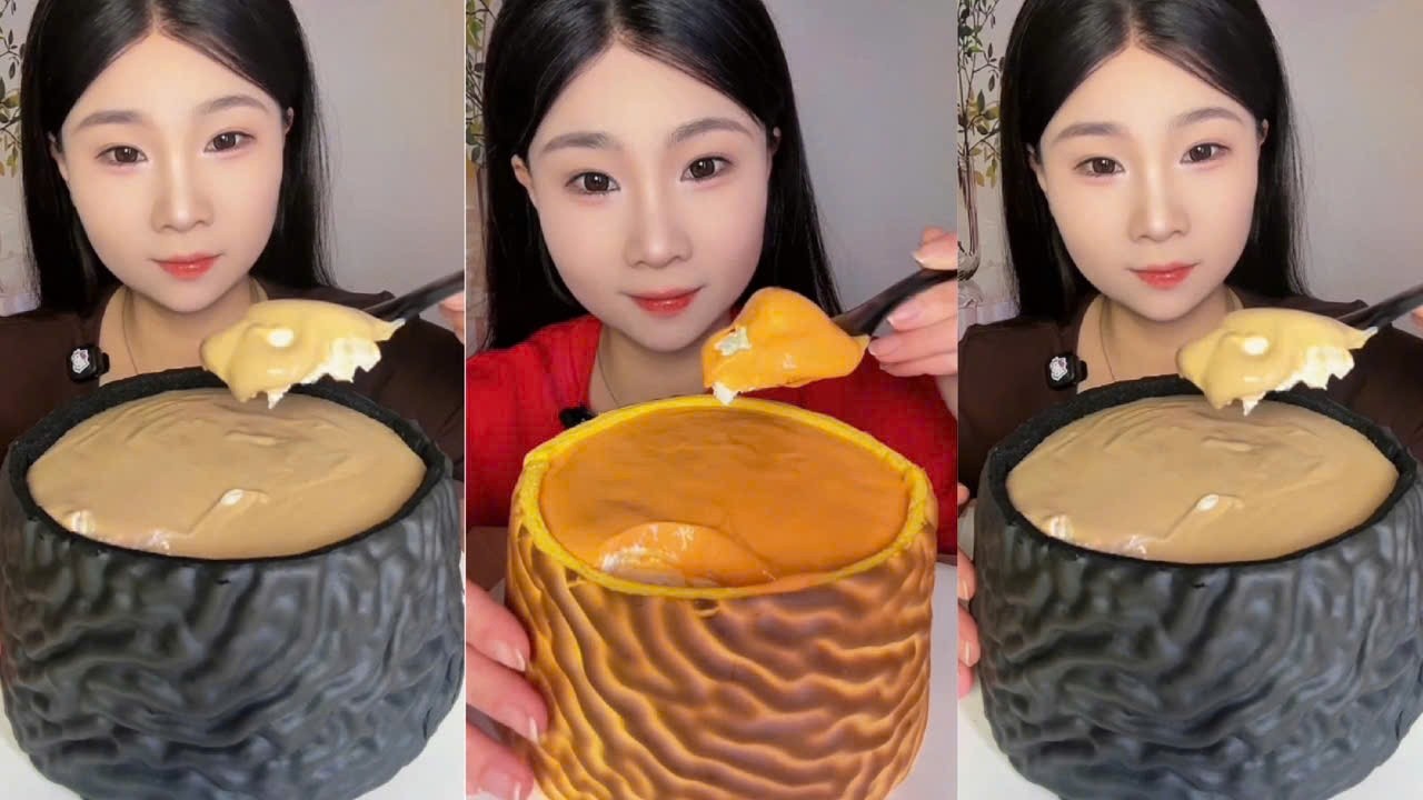 Eat Tiger Skin Thousand-Layer Cream Cake with Flowing Egg and Milk Filling, Thai Milk Crepe