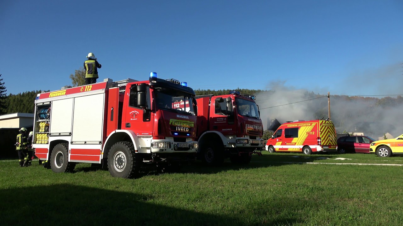 Schuppenbrand setzt Gebäude in Brand mit durchzündung Rödlitz (Lichtenstein) mehrere verletzte