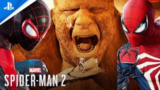 Marvel&#39;s Spider-Man 2 - Sandman Fight w.Peter Parker &amp; Miles Morales PS5 Gameplay 2023