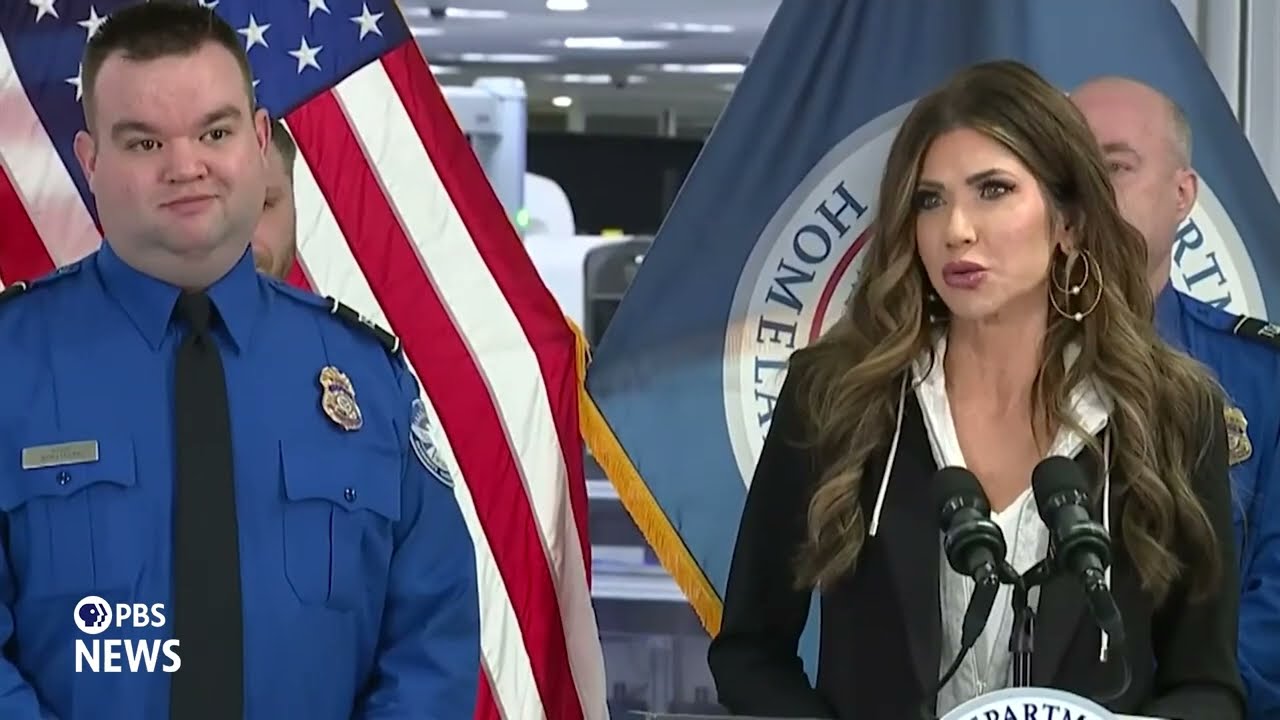 WATCH: Noem awards $10k shutdown bonuses to TSA workers, promotes new screening technology