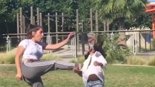 Girl Kicks Sister in Face During Martial Arts Stunt - 993823