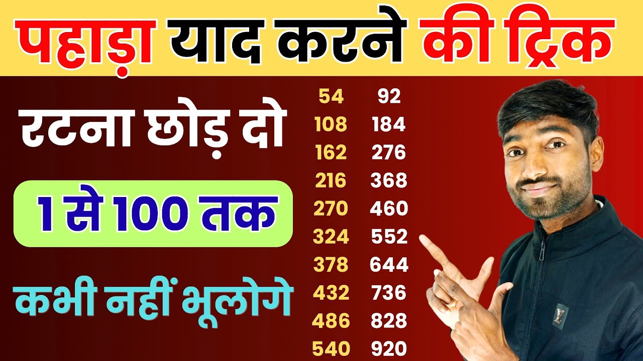 1 से 100 तक पहाड़ा | Pahada Yaad Karne Ki Trick | Learn 1 to 100 Table ...
