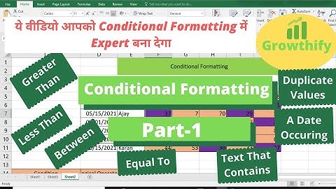 Conditional Formatting In Excel - Part 1 | Conditional Formatting in excel hindi | Hindi | Growthify